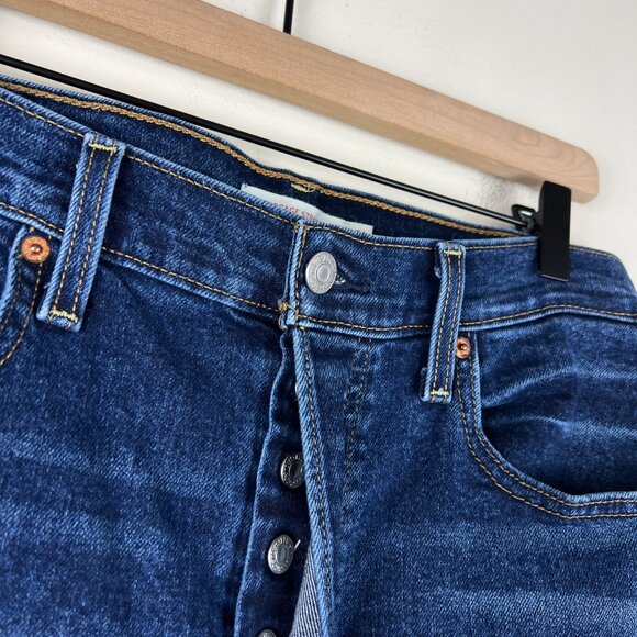 Levis Dark Wash High Rise Ribcage Straight Ankle Jeans - Picture 3 of 7